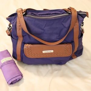Lily Jade purple canvas purse/diaper bag with removable, washable organizer